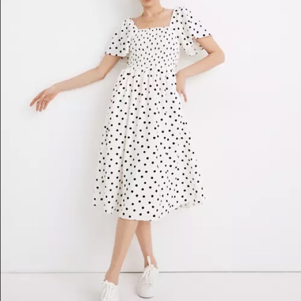 nwot madewell lucie dress in polka dot